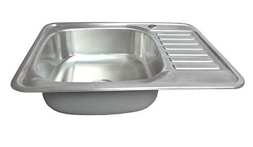 Einbauspüle Spülbecken Edelstahl 304-0,8 mm - eckig mit 1 Becken Spüle Küchenspüle und großer Ablage INKL. Ablaufgarnitur 65 cm L 50 cm B WPK051 Einbauspüle Spülbecken Edelstahl 304-0,8 mm - eckig mit 1 Becken Spüle Küchenspüle und großer Ablage INKL. Ablaufgarnitur 65 cm L 50 cm B WPK051 von warenplus