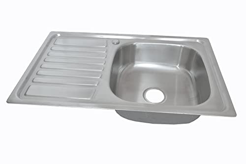 1x hochwertige Einbauspüle 80x50cm Edelstahl 304-0,8 mm - eckig,Küchenspüle MIT Ablaufgarnitur, Edelstahlspüle Spülbecken Spüle Spuele 1 Becken von warenplus2014