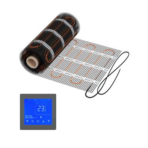 Elektrische Wandheizung vertikal: Zweiader-Heizmatte for WARMON CLASSIC LIGHT 100 W/m² mit Thermostat MCS 450 Touch schwarz - 14 m², Thermostat:MCS 450 Non WiFi - Schwarz, Mattengröße:4 m² von warm-on