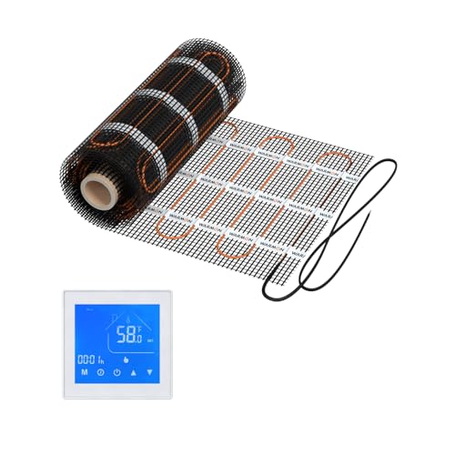 Elektrische Wandheizung vertikal: Zweiader-Heizmatte for WARMON CLASSIC LIGHT 100 W/m² mit Thermostat MCS 450 Touch schwarz - 14 m², Thermostat:MCS 450 Non WiFi - Weiß, Mattengröße:7 m² von warm-on