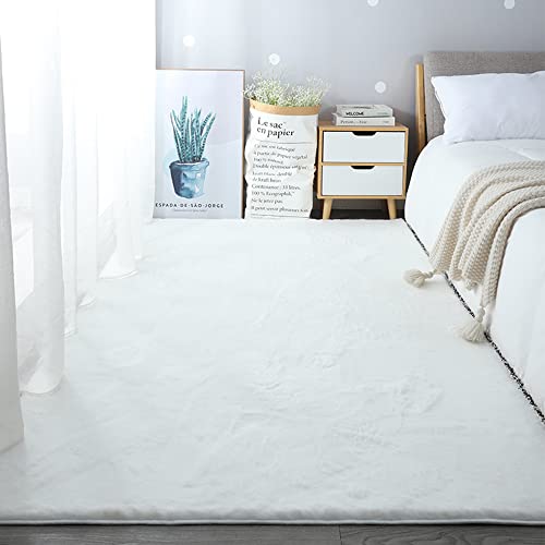 Weicher Kunstkaninchenfell-Teppich, Weißer Plüschteppich, Decke Aus Kunstfell Geeignet Für Wohnzimmer Teppiche Flauschig Fell Optik Gemütliches Schaffell Bettvorleger,300 x 400 cm von warmsile
