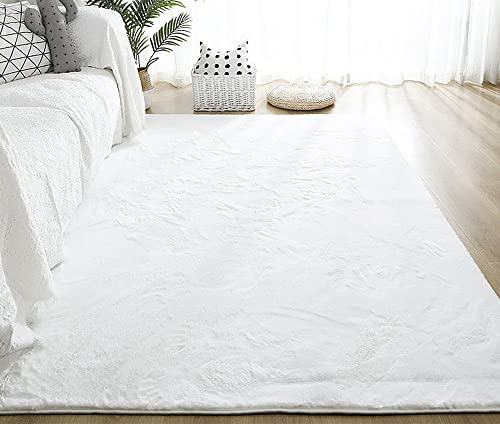 Weißer Kunst-Kaninchenfell-Teppich, super weich, geformt, für Stuhl, Couch, Sofa, Decke, Teppich, Imitat, Kaninchen, Kunstfell, Teppich, 80 x 160 cm von warmsile