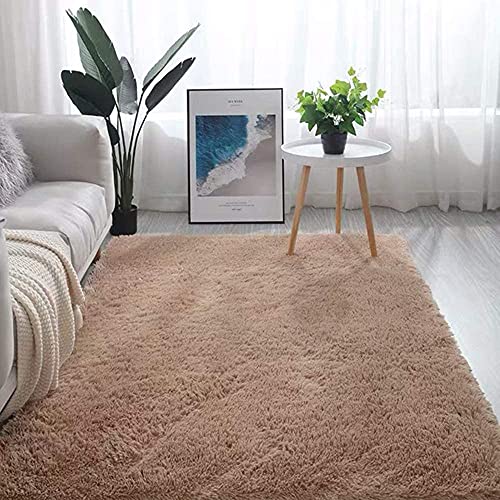 warmsile Hochflor Teppich Wohnzimmerteppich Langflor, Flauschig Teppiche Für Wohnzimmer Und Schlafzimmer, Modern Design Shaggy Teppich,Camel,160 x 230 cm von warmsile