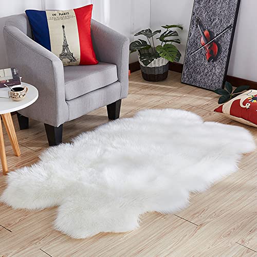 warmsile Lammfell-Teppich Kunstfell Schaffell Imitat | Wohnzimmer Schlafzimmer Kinderzimmer | Als Faux Bett-Vorleger oder Matte für Stuhl Sofa,90 x 150 cm Double von warmsile