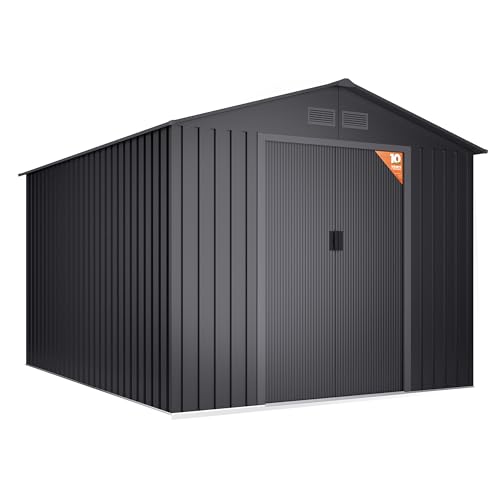 Wasabi - Gartenhaus Metall 8,08m2 Light Anthracite – 258 x 313 x 202cm - Doppelte Schiebetür - Lüftungsgitter – Geräteschuppen XXL – Gerätehaus Outdoor Wetterfest - Anthrazitgrau von wasabi