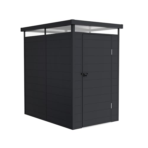 Wasabi Gartenhaus aus Kunstharz Terra - Dachfenster 360º - Verstärkte Struktur aus Aluminium und PVC - UV-Schutz - wasserdicht - Anthrazitgrau - Schuppen für den Außenbereich 2,47 m² - 131 x 190 x 196 von wasabi