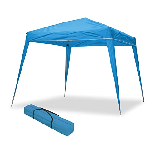 wasabi Faltpavillon, 3 x 3 m, kompakt, blau, wasserdicht, inklusive Wind- und Heringe, Stahlgestell, Gartenpavillon, Strandpavillon, Camping, Partys, Hof, Terrasse von wasabi