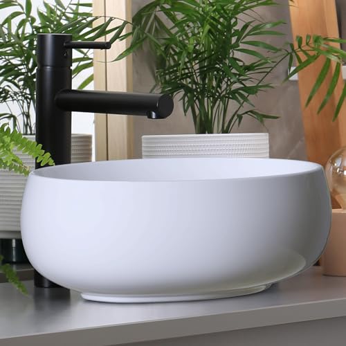 Waschbecken24 | Premium Waschbecken mit Lotus-Effekt für das Badezimmer und Gäste-WC (40x30x13cm, Weiß / A291) von waschbecken24