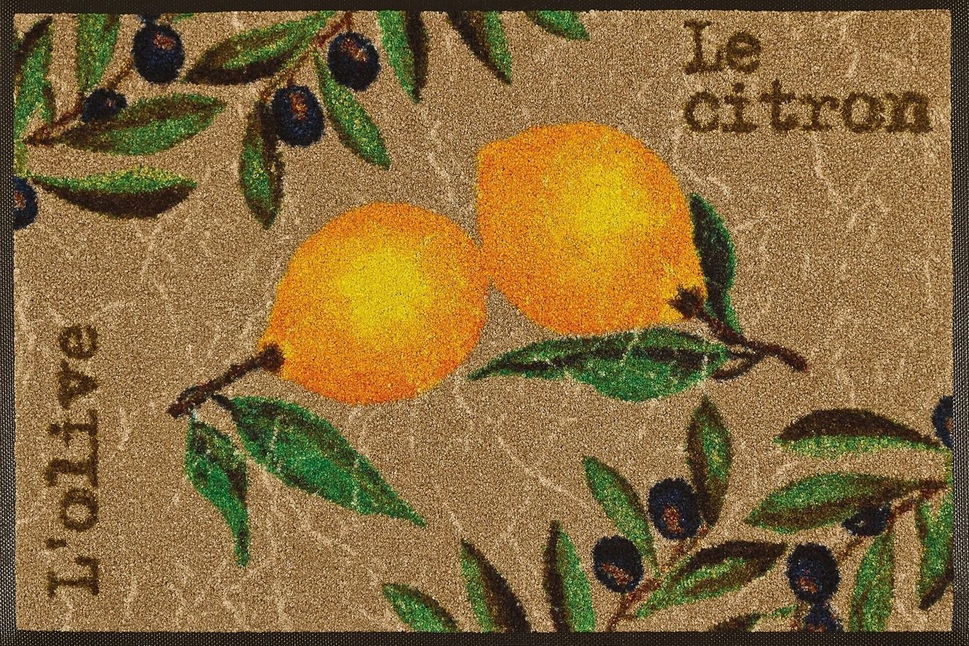 Fußmatte Le Citron, wash+dry by Kleen-Tex, rechteckig, Höhe: 7 mm, Schmutzfangmatte, Motiv Oliven & Zitronen, rutschhemmend, waschbar von wash+dry by Kleen-Tex
