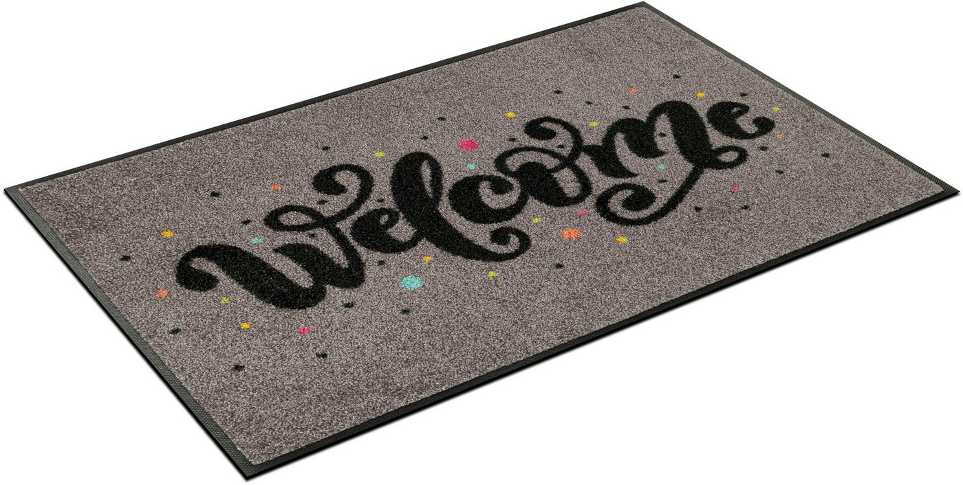 Fußmatte Welcome Confetti, wash+dry by Kleen-Tex, rechteckig, Höhe: 7 mm von wash+dry by Kleen-Tex