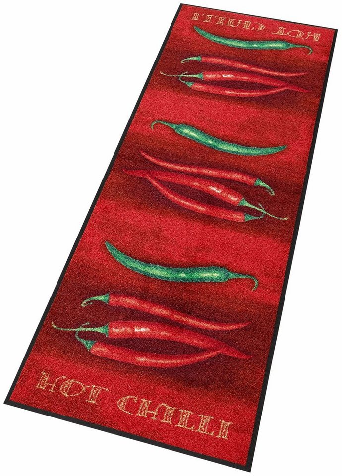 Küchenläufer Hot Chili, wash+dry by Kleen-Tex, rechteckig, Höhe: 7 mm, Motiv Chilli, rutschhemmend, In- und Outdoor geeignet, waschbar, Küche von wash+dry by Kleen-Tex