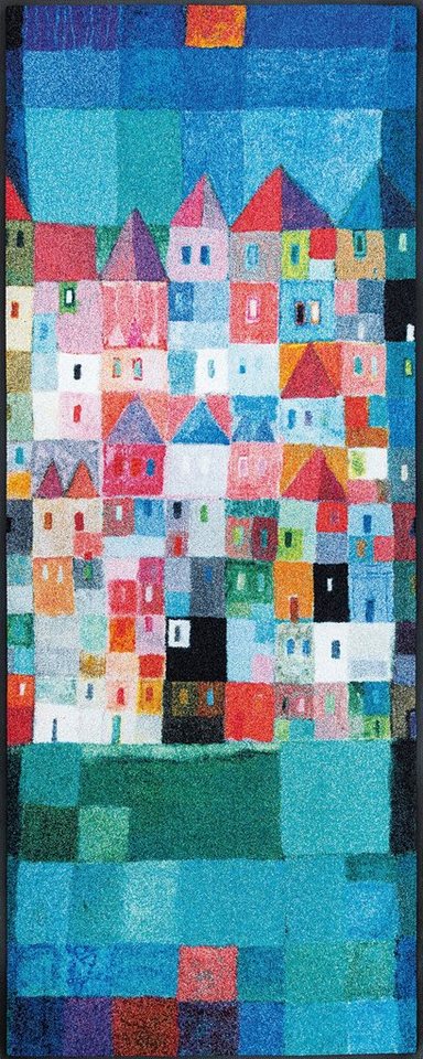 Läufer Colourful Houses, wash+dry by Kleen-Tex, rechteckig, Höhe: 7 mm, Schmutzfangläufer, rutschhemmend, In- und Outdoor geeignet, waschbar von wash+dry by Kleen-Tex