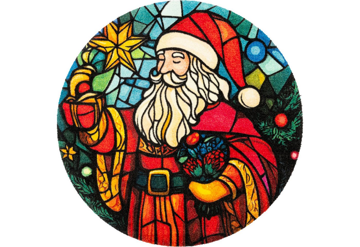 wash+dry by Kleen-Tex Baumteppich Fußmatte Stainglass Santa 90 x 90 cm, Rund, Höhe: 900 mm wash+dry by Kleen-Tex Baumteppich Fußmatte Stainglass Santa 90 x 90 cm, Rund, Höhe: 900 mm von wash+dry by Kleen-Tex