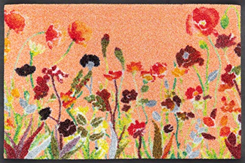 wash+dry Fußmatte, Wildflowers 40x60 cm, innen und außen, waschbar, Braun von Wash+Dry