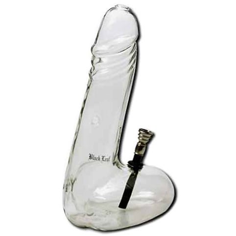 Glasbong Dödel Pfeife Phallus Wasserpfeife mit Alushillum Höhe 26cm von wasserpfeifenversand