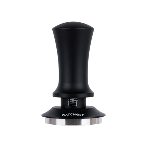watchget 53 mm Espresso-Kaffee-Tamper, federbelasteter Tamper, Edelstahl, Barista-Espresso-Tamper, kalibrierter Espresso-Handstampfer mit Skala für 54 mm Espressomaschine, Siebträger von watchget