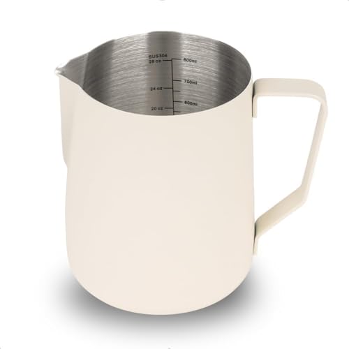 watchget Milchaufschäumkrug 900 ml – Edelstahl Aufschäumkrug Espresso Dampfkrug Kaffee Aufschäumer Tasse Cappuccino Latte Art Kaffeemaschine Zubehör Milchkännchen, Cremeweiß watchget Milchaufschäumkrug 900 ml – Edelstahl Aufschäumkrug Espresso Dampfkrug Kaffee Aufschäumer Tasse Cappuccino Latte Art Kaffeemaschine Zubehör Milchkännchen, Cremeweiß von watchget