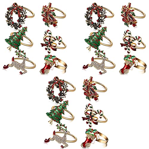 watera 18Pcs Weihnachts Serviettenringe Weihnachten Serviettenhalter Ringe Kranz für Holiday Party Dinner Tischdekoration von watera