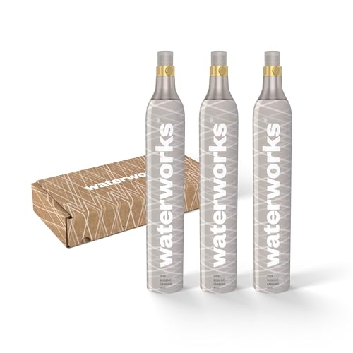waterworks 3 x Silver CO2-Zylinder I Geeignet für SodaStream* u.v.a Wassersprudler I Für bis zu 60 L pro Füllung *Nicht für Quick Connect von waterworks