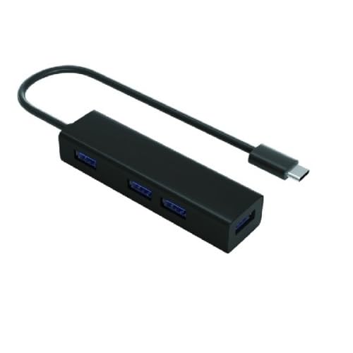 USB-C-3.0-Hub mit 4 USB 3.0-Anschlüssen, schwarz und Aluminiumgehäuse, ideal zum Erweitern von Verbindungen und zum Anschluss mehrerer Geräte. USB-C-3.0-Hub mit 4 USB 3.0-Anschlüssen, schwarz und Aluminiumgehäuse, ideal zum Erweitern von Verbindungen und zum Anschluss mehrerer Geräte. von watiowave