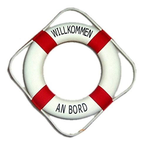 wattkiste Deko-Rettungsring rot/weiss, 35 cm Willkommen an Bord von wattkiste