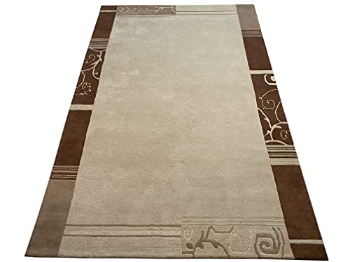 wawa Indo Nepal Handgeknüpft Teppich Beige Braun 100% Wolle Hochwertiger Orientteppich (200 x 300 cm) von wawa