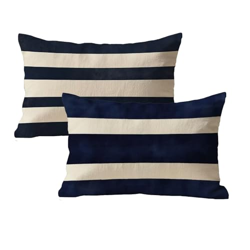 Kissenbezug 40x60 Marineblau Sofa Kissenbezug Wasserdicht 2er Set Rechteck Samt Deko Kissen Mit Unsichtbarem Reißverschluss Streifen Muster Designs Kopfkissenbezug Für Balkon Garten Wohndeko P-94 Kissenbezug 40x60 Marineblau Sofa Kissenbezug Wasserdicht 2er Set Rechteck Samt Deko Kissen Mit Unsichtbarem Reißverschluss Streifen Muster Designs Kopfkissenbezug Für Balkon Garten Wohndeko P-94 von wcusmmog