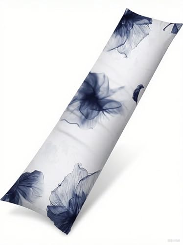 Kissenbezug 50 x 135 Blumen Rechteck Softer Samt Dekokissen Mit Unsichtbarem Reißverschluss Seitenschläferkissen Schwangerschaftskissen Schlafzimmer Wohnzimmer Deko Modern Kissenbezüge Blau T-524 von wcusmmog