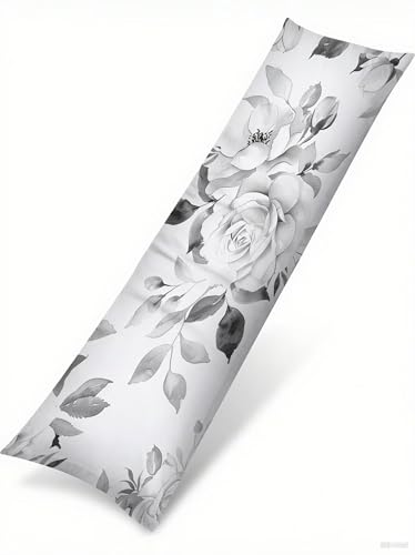 Kissenbezug 50 x 135 Blumen Rechteck Softer Samt Dekokissen Mit Unsichtbarem Reißverschluss Seitenschläferkissen Schwangerschaftskissen Schlafzimmer Wohnzimmer Deko Modern Kissenbezüge Grau T-518 von wcusmmog