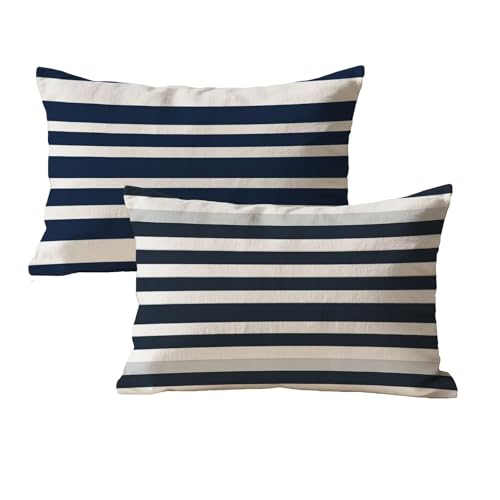 Kissenbezug 50x70 Marineblau Sofa Kissenbezug Wasserdicht 2er Set Rechteck Leinen Deko Kissen Mit Unsichtbarem Reißverschluss Streifen Muster Designs Kopfkissenbezug Für Balkon Garten Wohndeko P-88 Kissenbezug 50x70 Marineblau Sofa Kissenbezug Wasserdicht 2er Set Rechteck Leinen Deko Kissen Mit Unsichtbarem Reißverschluss Streifen Muster Designs Kopfkissenbezug Für Balkon Garten Wohndeko P-88 von wcusmmog
