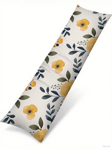 Kissenbezug 60 x 160 Gelb Kopfkissenbezug Blumen Samt Rechteck Sofa Kissenbezug Mit Unsichtbarem Reißverschluss Herbst Dekokissen Seitenschläferkissen Bezug Für Wohnzimmer Schlafzimmer Deko T-509 von wcusmmog
