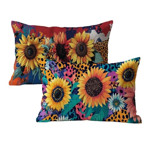 Kissenbezug 70x90 Farbe Sofa Kissenbezug Wasserdicht 2er Set Rechteck Samt Deko Kissen Mit Unsichtbarem Reißverschluss Sonnenblume Muster Designs Kopfkissenbezug Für Balkon Garten Wohndeko P-62 von wcusmmog
