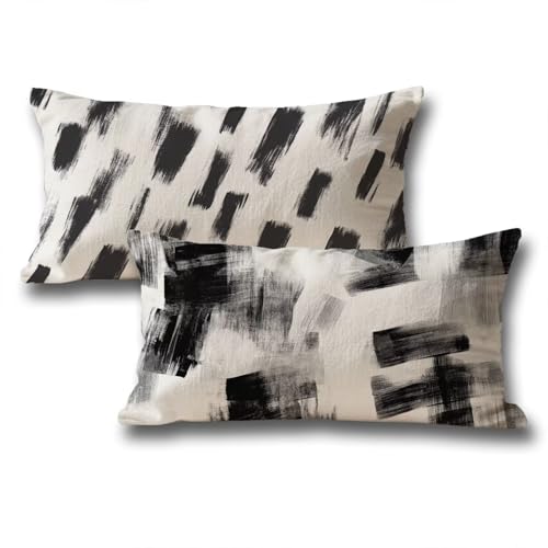 Rechteck Kissenbezug 50x100 Einfachheit Muster Sofakissen Outdoor Kissen Samt Herbstdeko Kissenbezüge 2er Set Mit Unsichtbarem Reißverschluss für Deko Wohnzimmer, Geschenke für Frauen Schwarz I-102 von wcusmmog