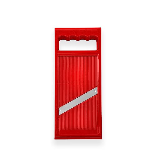 WE-STOCK Gemüseschneider aus massivem ABS mit ergonomischem Griff – dünne Scheiben 1 mm – ideal für Gemüse, Gemüse und Obst – Maße 270 x 105 mm (rot) von weSTOCK
