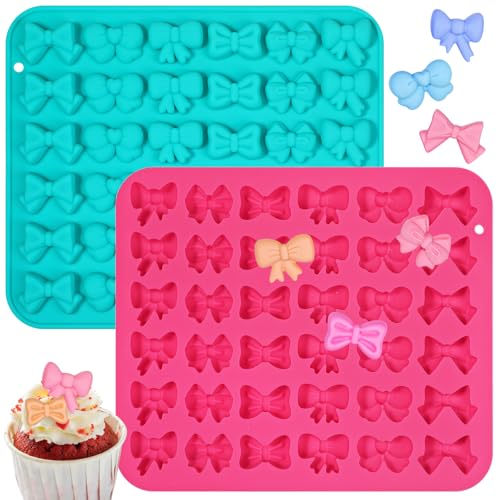 Webake Silikonform Bogen Pralinenform Silikon 2 Stück Schokoladenformen Bowknot Süßigkeiten Form Bogenformen für DIY Süßigkeiten, Gelee, Schokolade von webake