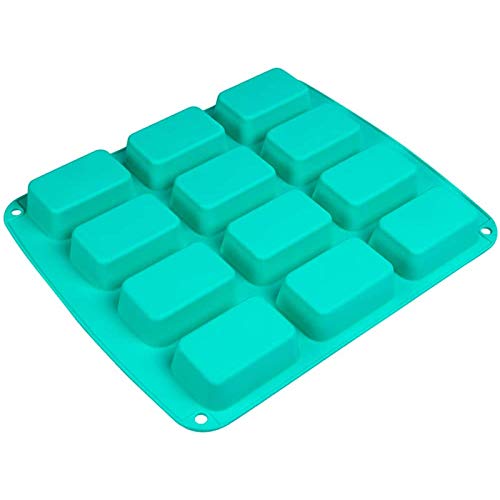 webake Brownie Backform Silikon 12 Fach Rechteckige Mini Kuchenform Kastenform Brotbackform Klein Antihaftende Silikonform für Brownie, Pralinen, Süßigkeiten, 30 x 25.4 x 2.5 cm von webake