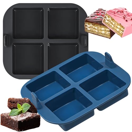 Webake Brownie Backform Silikonform Heißluftfritteuse 2 Stück Silikon Kuchenform Brownie Form für Muffin Kuchen (Blau, Grau) von webake