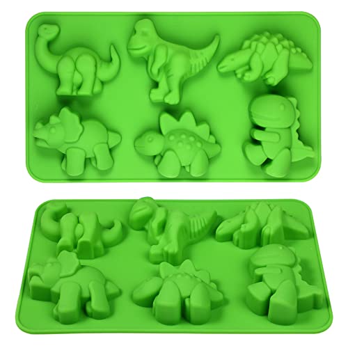 Webake Dino Backform Dinosaurier Kuchenform Silikon Jelly Formen 2 Stück Puddingform Silikonform Pralinenform Schokoladenform für chokolade, Süßigkeit, Gelee, Eiswürfel, Kleine Seife von webake