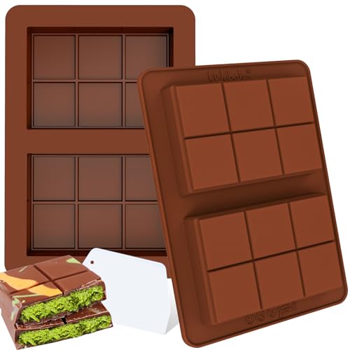 Webake Schokoladenform Silikon Tief Klein 100g 2 Stück Schokoladen Form Mit 1 Schaber Silikonform Schokoladentafel Schokolade Tafel für DIY Schokolade von webake