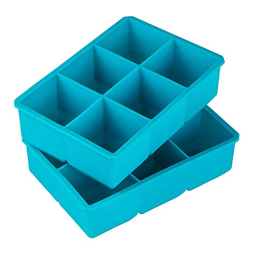 Webake Silikon Eiswürfelform Groß 2 Stück 5 x 5 cm XXL Eckig Eiswürfel Form Eiswürfelbehälter 6er Eiswürfelformen Silikonform Ice Cube Tray für Bier Cocktails Whisky von webake