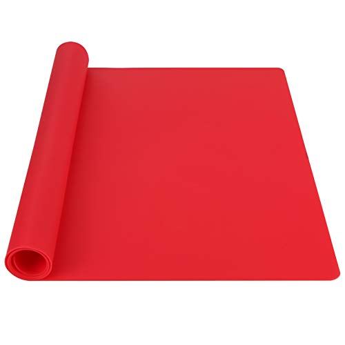 Webake Extra große Silikonmatte für Arbeitsplatte, Mehrzweck-Antihaftbeschichtung, hitzebeständige Matte, 60 x 40 cm, zum Backen, Ausrollen von Teig, Fondant, Harz-Expoxy, Handwerk, Schmuck (rot) von webake