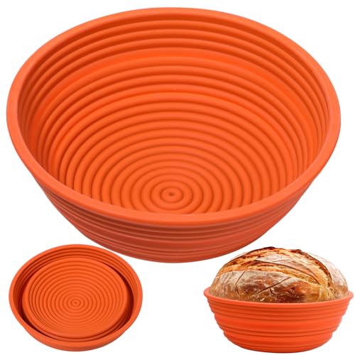 Webake Gärkörbchen Rund Silikon Gärkorb Brot 25 cm Brotgärkörbchen Gärkörbchen für Brot Brotkorb zum Backen von webake