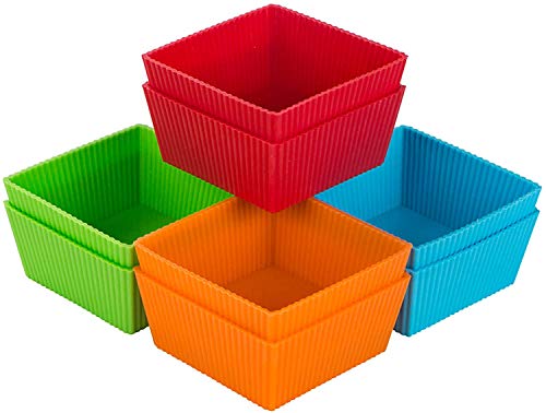 webake Groß Silikon Muffinförmchen Kuchenform Eckig 9 cm 8 Stück Brotbackform Klein Wiederverwendbare Cupcake Formen Silikonform Muffin Förmchen für Bronnies Kuchen Pudding von webake
