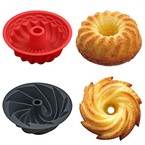 webake Mini Gugelhupfform Silikon 2 Stück 15 cm Gugelhupf Backform Runde Klein Kuchenform Silikonform für Gugelhupf, Kuchen, Muffin, Cupcake von webake