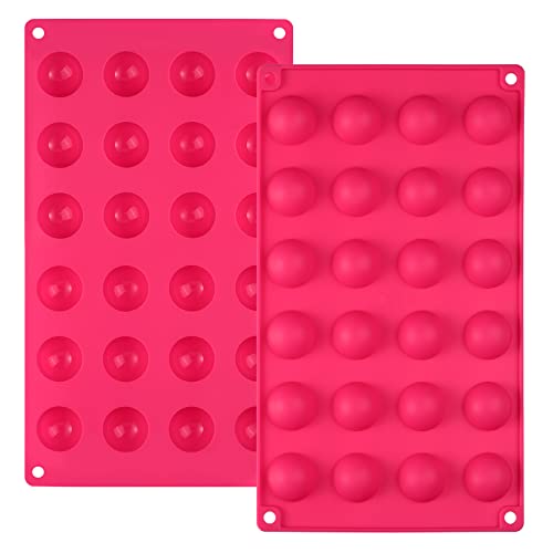 Webake Silikonform Halbkugel Backform Mini Halbkugelform Silikon 3 cm 2 Stück für Kuchendekoration Gelee Pudding Süßigkeiten Schokolade 24 Löcher Halbkreis von webake