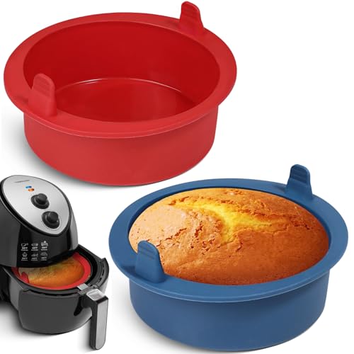 Webake Mini Kuchenform Rund Silikon für Heißluftfritteuse 2 Stück 16 cm Air Fryer Kleine Kuchenform Silikonform Airfryer Backform von webake