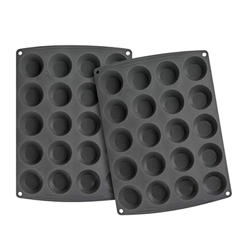 Webake Mini-Muffin-/Cupcake-Backform aus Silikon, antihaftbeschichtet, für Kuchen, Quiche, Torten, Muffin-Top, Keto-Fettbombe, 2 Stück von webake