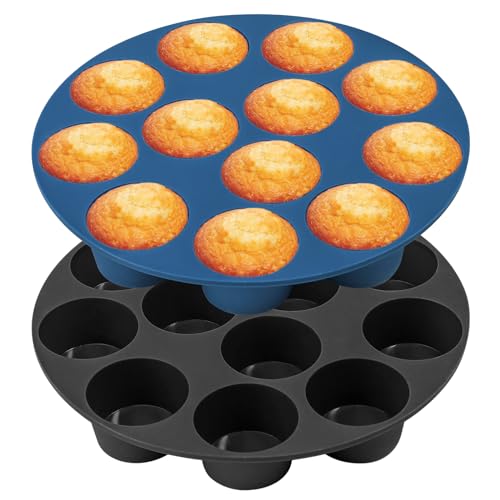 webake Mini Muffinform Silikon Heißluftfritteuse Silikonform 2 Stück Klein Kuchenform Airfryer Backform für Cupcakes Brownies Kuchen Pudding von webake