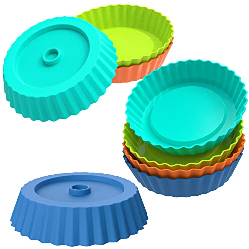 Webake Mini Obstbodenform Silikon Tarteform 5 Inch 8 Stück Tortenbodenform Pie Form Klein Quicheform Obstkuchenform für Mini Quiche Tarte Kuchen von webake