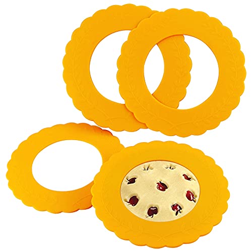 Webake Mini-Silikon-Pie-Schild, 4er-Pack, Pie Crust Protector Shield für Mini-Kuchenformen, BPA-frei, passt auf randige Kuchenformen 12.7 cm – 15.2 cm, um Kanten vor Verbrennung zu schützen. von webake